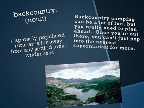 backcountry noun.